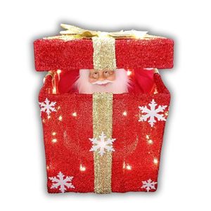 Enfeite Decorativo Caixa De Presente Com Papai Noel Som Led