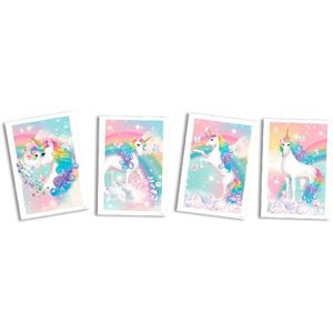 Quadros Decorativos Unicórnio New - 21cm X 31cm - 4 Unidades