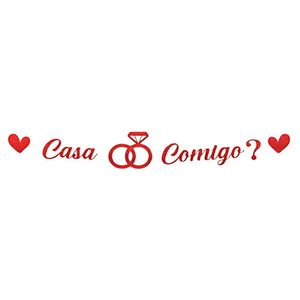Faixa Decoração Casa Comigo Anel Vermelho - 1 Unidade