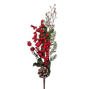 Galho Decorativo Médio Frutos Vermelhos Pequenos - 38cm
