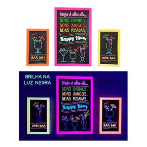 Quadro Decorativo Neon Drinks Para Festas - 3 Unidades