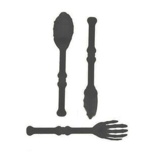 Kit Talher Colher Faca Garfo Horripilante Halloween Preto