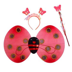 Kit Asa De Joaninha Com Varinha E Tiara Vermelho