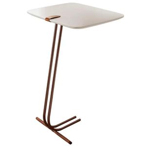 Mesa De Apoio Para Sofá Off White Com Base Em Metal Café