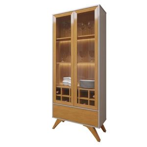 Cristaleira Reflecta 2p Com Led Mavaular Off White Naturalle