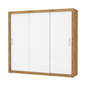 Guarda Roupa Roupeiro Ilhéus 3 Portas De Correr 4 Gavetas Carioca Cinamomo Branco