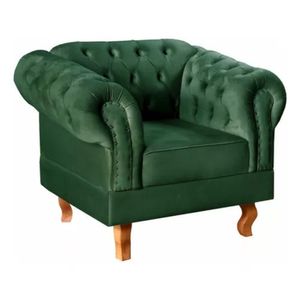 Poltrona Chesterfield Dom Pedro Vintage Retrô Capitonê Veludo Verde