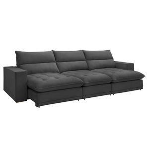 Sofá Retrátil E Reclinável Martinho Boucle Cinza 4,10m
