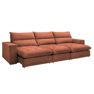 Sofá Retrátil E Reclinável Martinho Boucle Terracota 4,10m