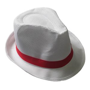 Chapéu Malandro Sambista Branco Com Fita Vermelha