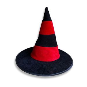 Chapéu De Bruxa Preto Com Listras Vermelhas
