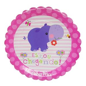 Prato Chá Revelação Hipopótamo - 08 Unidades