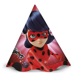 Chapéu De Aniversário Ladybug Plano - 12 Unidades