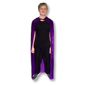 Capa De Veludo Com Capuz Halloween - 120cm Cor Roxo