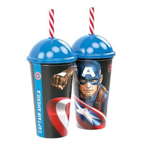 Copo Com Canudo Capitão América Shake - 500ml