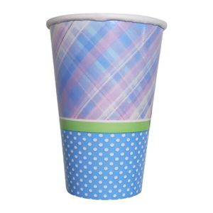 Copo De Papel Poá Azul E Branco - 330ml - 8 Unidades