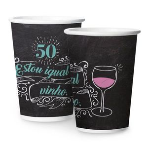 Copo De Papel 50 Anos - 180ml - 8 Unidades