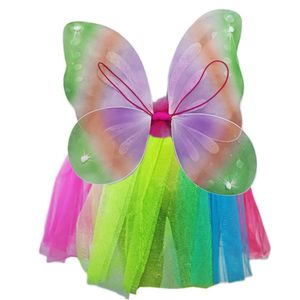 Kit Asa De Borboleta E Saia Tule Infantil Colorida