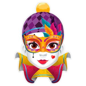 Painel De Festa Carnaval Rosto Colombina - 32x46cm