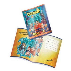 Convite De Aniversário Dragon Ball Super - 8 Unidades