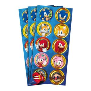 Adesivo Redondo Para Lembrancinha Sonic - 30 Unidades