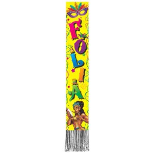 Painel De Festa Carnaval Amarelo Com Fitas Metalizadas