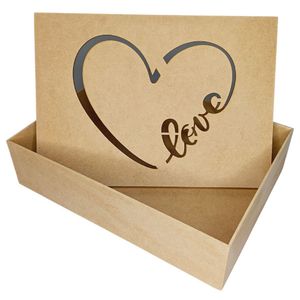 Caixa Para Presente Em Mdf Cru (35x25x09) Love