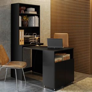 Mesa Com Estante Escritório Veneza Preto