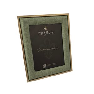 Porta Retrato Mdf - Linho Verde - Dourado 10 X 15cm