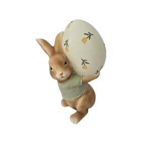 Coelho Decorativo Páscoa Carregando Ovo - Resina 19cm