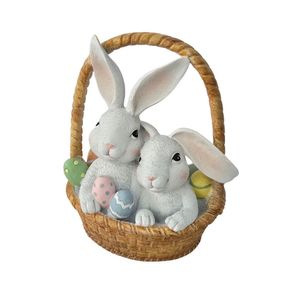 Cesta Decorativa De Páscoa Coelhos - Ovos 21cm