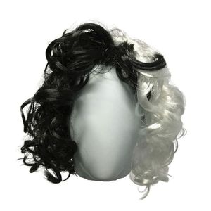 Peruca Devil Encaracolada Preto e Branco Cosplay