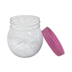 Pote Mini Baleiro De Plástico Transparente Com Tampa 6 X 5,5 Cm Cor Rosa