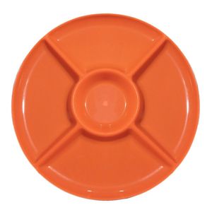 Petisqueira De Plástico Laranja Com 4 Divisórias