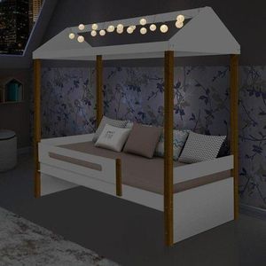 Cama Solteiro Sara Branco Com Led E Colchão