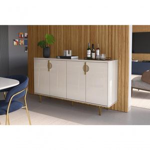 Buffet Marsala Suporte Para Decoração 4 Portas Com Prateleira Divisória - Off White