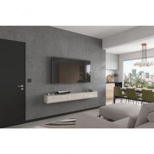 Bancada Suspensa Bali 1.9 Suporte P/ Decoração E Eletrônicos Com Gaveteiro - Off White Perolizado