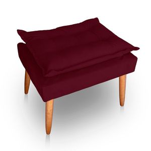 Puff Para Sala E Quarto Madeira Decorativo Opala Suede Bordo