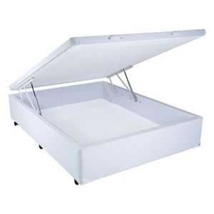 Cama Box Baú Casal Sintético Branco 38x138x188