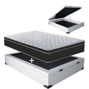 Cama Box Baú Casal Branco + Colchão De Molas 1,38 X 1,88