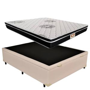 Cama Box Baú Casal Branco + Colchão De Molas 1,38 X 1,88
