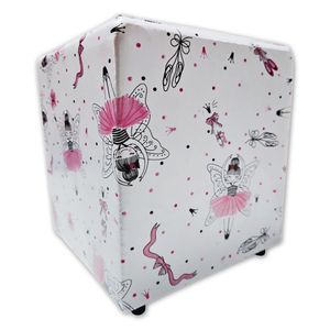 Mini Puff Banqueta Quadrado Cubo Decorativo Courino e Suede Bailarina Rosa Courino