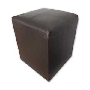 Kit 02 Mini Puff Banqueta Quadrado Decorativo Courino e Suede Marrom Courino