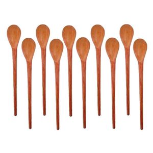 Kit 10 Peças Colher De Pau Madeira Modelos Molho 18 Cm
