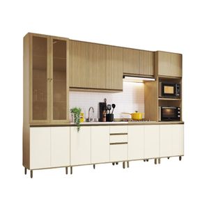 Cozinha Modulada Nova Dubai 6 Peças Casamia Louro Freijo/champanhe