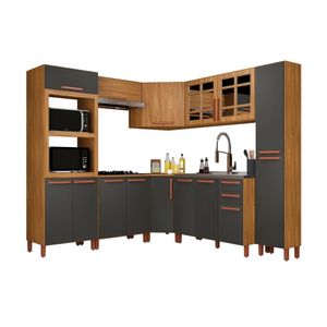 Cozinha Modulada Monza 8 Peças Casamia Freijo/chumbo