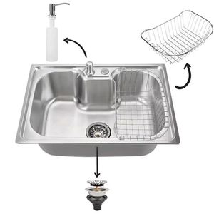 Cuba Cozinha Gourmet Luxo Aço Inox Acessorios Bancada Sifao Valvula Escorredor Copa Casa Lavanderia Restaurante