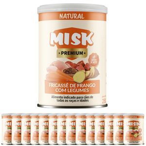 Kit 15 Ração úmida Natural Misk Cães Fricassê Frango Legumes