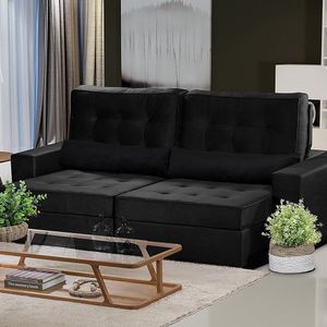 Sofá Curitiba Modular 5 Lugares 250 Cm Retrátil E Reclinável Yescasa Preto