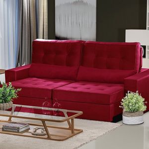 Sofá Curitiba Modular 3 Lugares 230 Cm Retrátil Reclinável Yescasa Vermelho